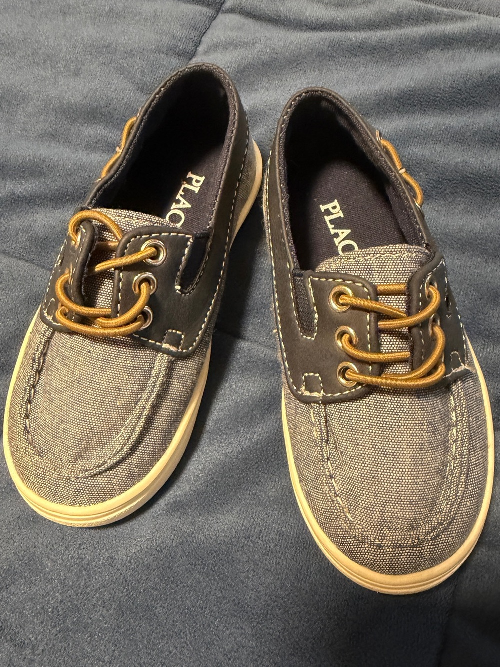 The Children's Place Gray Canvas & Brown Trim Kids Boat Shoes
